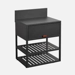 Cocina exterior de acero, 1 armario, 2 estantes, 80cm