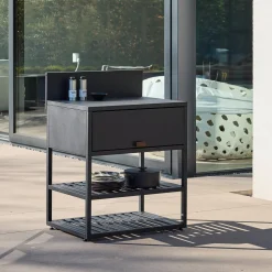 Cocina exterior de acero, 1 armario, 2 estantes, 80cm