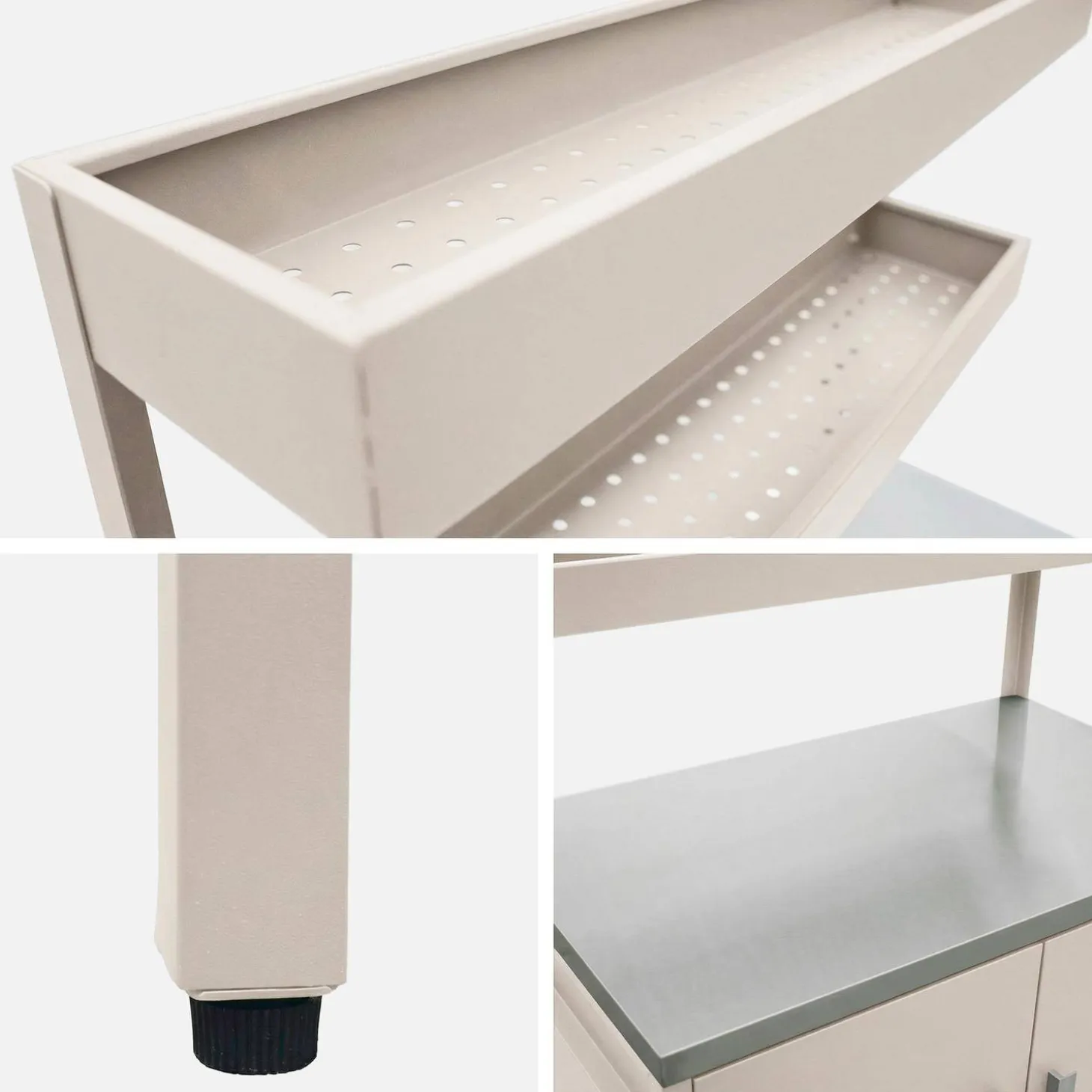 Cocina exterior de acero con 2 estanterías colgantes y 2 puertas, 80cm