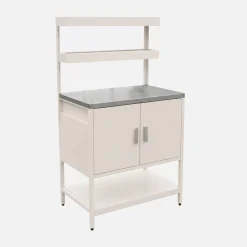 Cocina exterior de acero con 2 estanterías colgantes y 2 puertas, 80cm