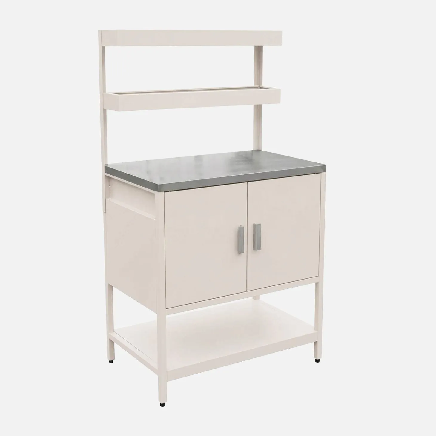 Cocina exterior de acero con 2 estanterías colgantes y 2 puertas, 80cm