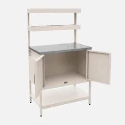 Cocina exterior de acero con 2 estanterías colgantes y 2 puertas, 80cm