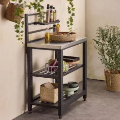 Cocina exterior de acero 2 estantes, 80cm