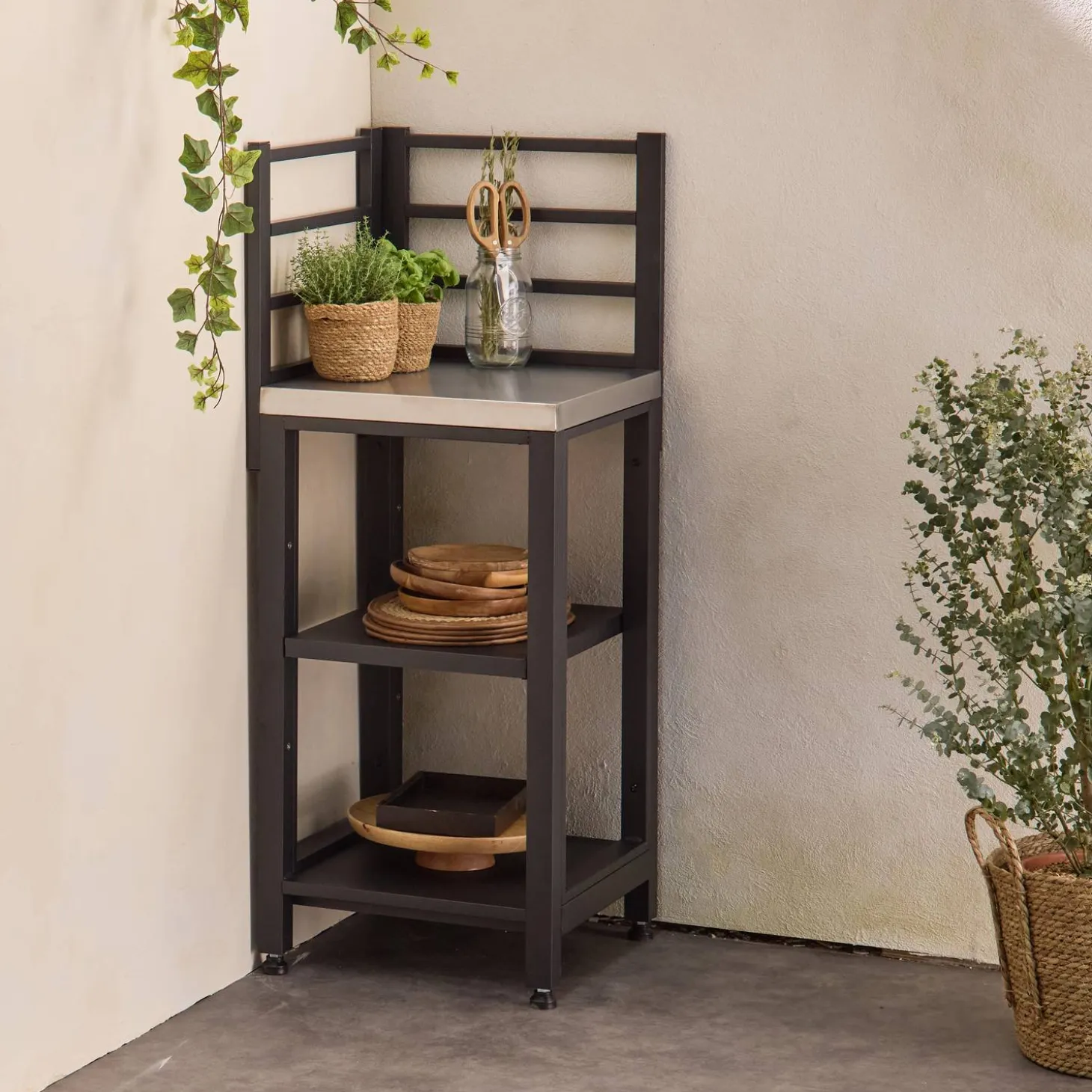 Cocina exterior de acero 2 estantes, 48.5cm