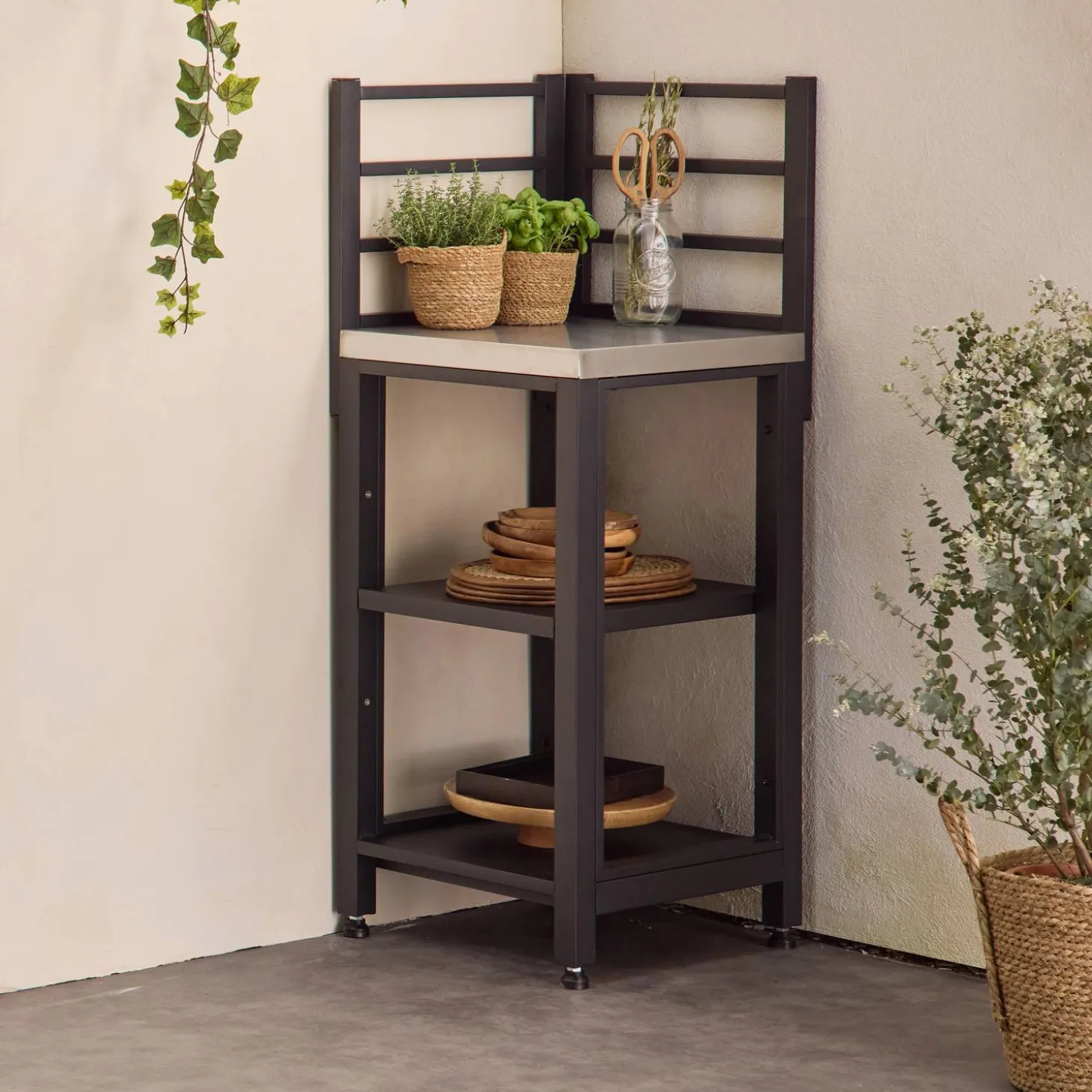 Cocina exterior de acero 2 estantes, 48.5cm