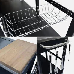 Cocina exterior de acero con barbacoa de gas americana de 5 quemadores