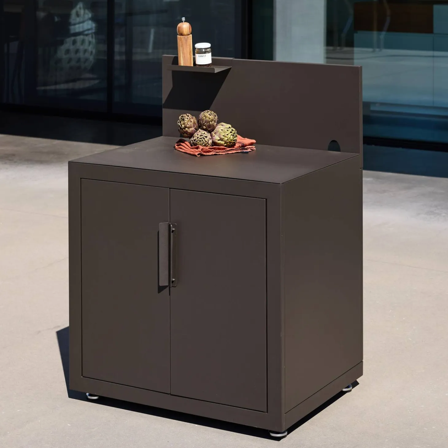 Cocina exterior de acero 2 puertas 1 gancho, 80cm