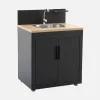 Cocina exterior de acero y decoración de madera 1 fregadero 2 puertas 1 gancho, 80cm