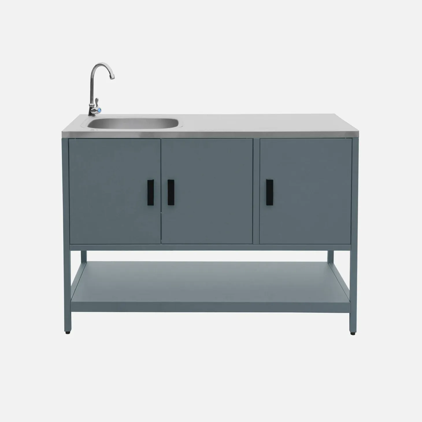 Cocina exterior de acero con lavabo, 120cm