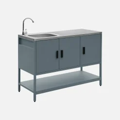 Cocina exterior de acero con lavabo, 120cm