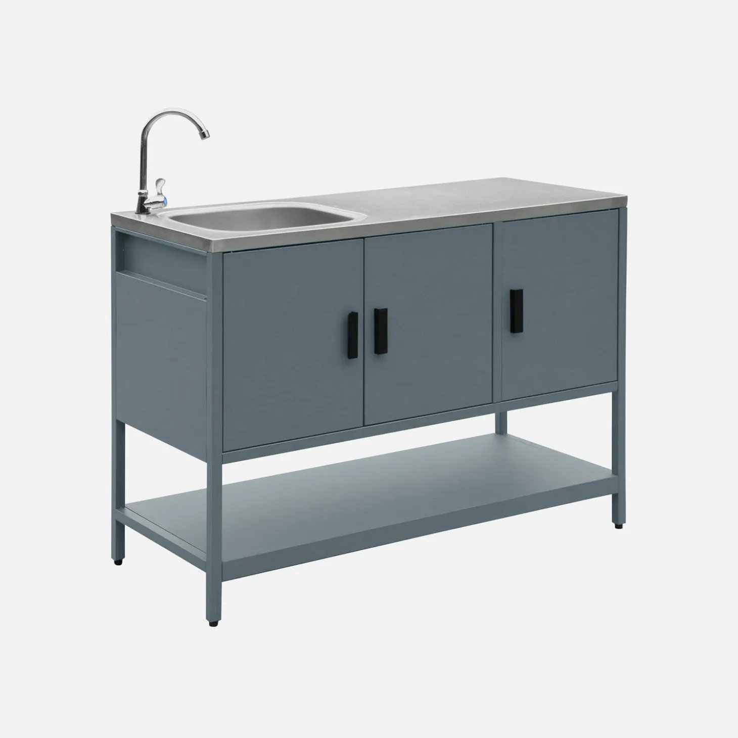 Cocina exterior de acero con lavabo, 120cm