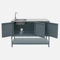 Cocina exterior de acero con lavabo, 120cm