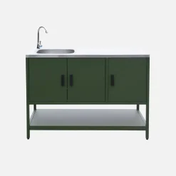 Cocina exterior de acero con lavabo, 120cm
