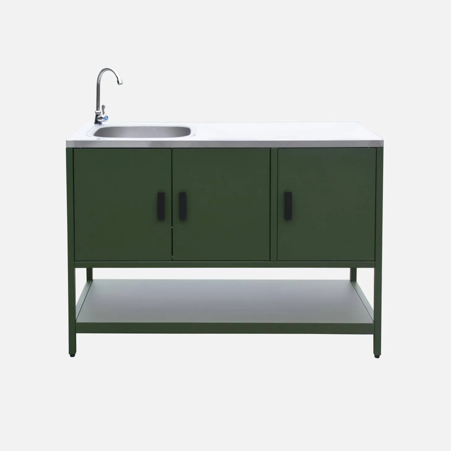 Cocina exterior de acero con lavabo, 120cm