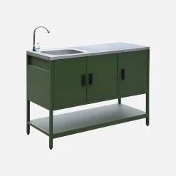 Cocina exterior de acero con lavabo, 120cm