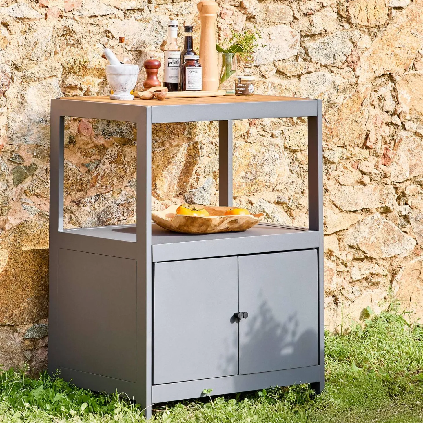 Cocina exterior de aluminio y polywood con 2 puertas