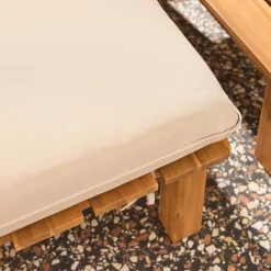 Conjunto de tumbonas modular de madera de acacia multiposición con mesas, set de 2