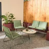 Conjunto de jardín de acero, vidrio y textileno, 4 plazas