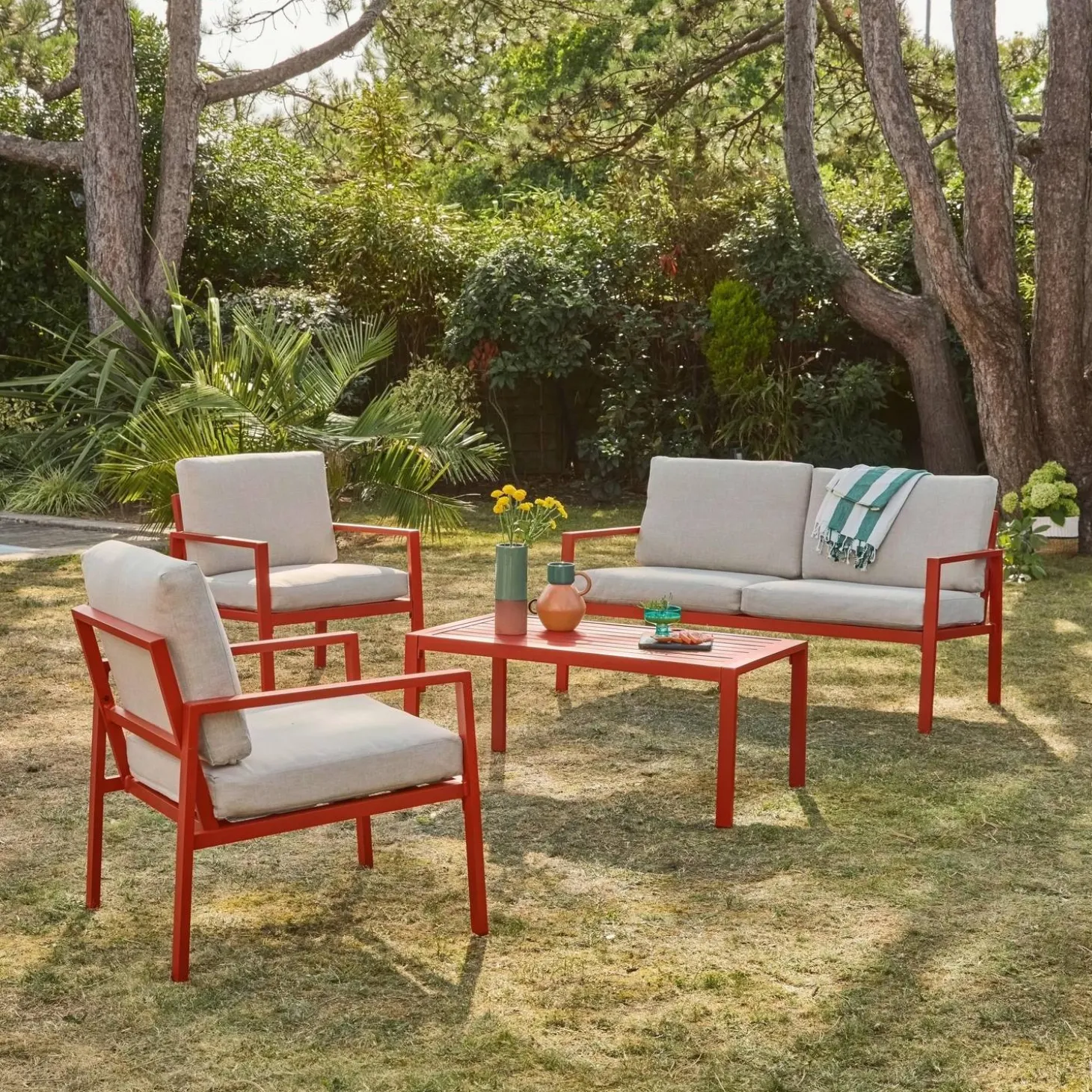 Conjunto de jardín de aluminio , 4 plazas