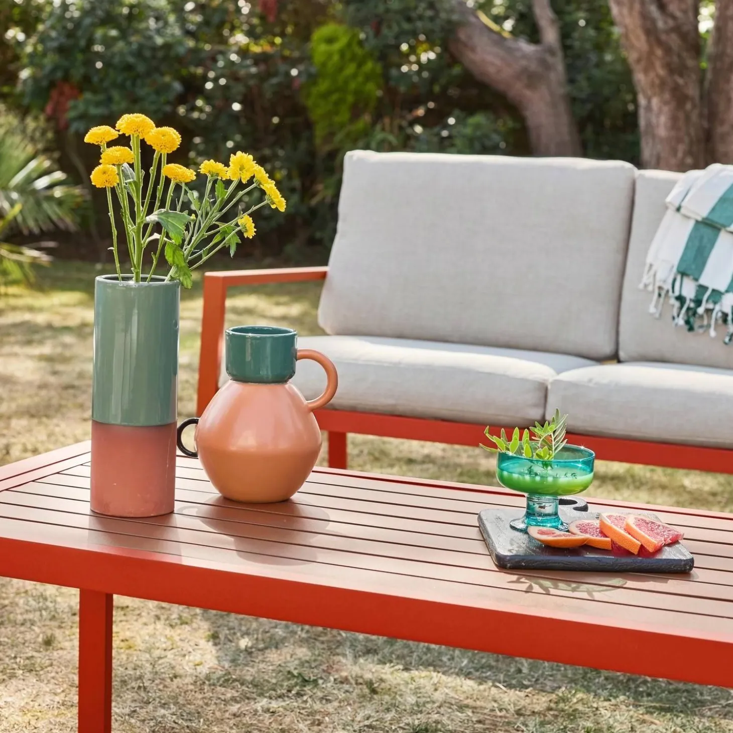 Conjunto de jardín de aluminio , 4 plazas