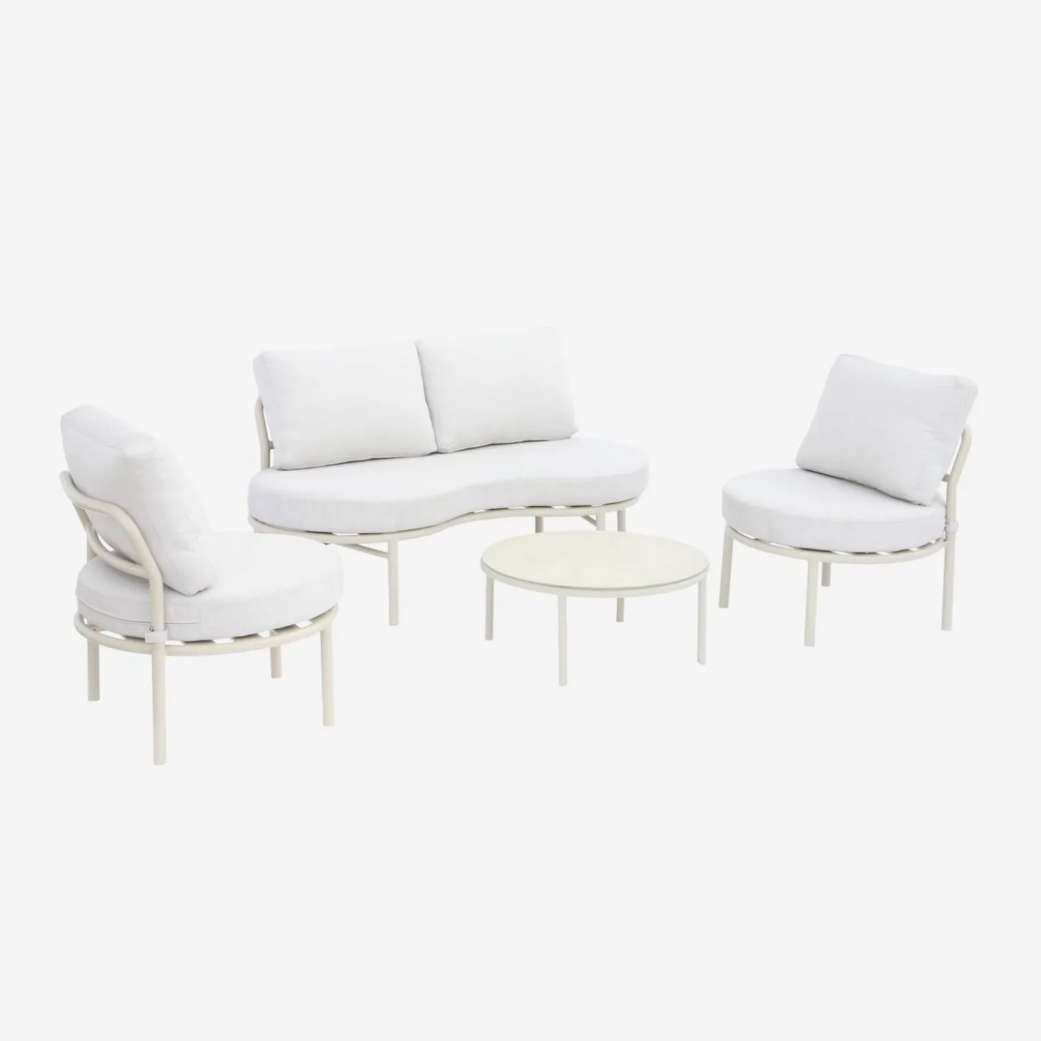 Conjunto de jardín de aluminio, 4 plazas