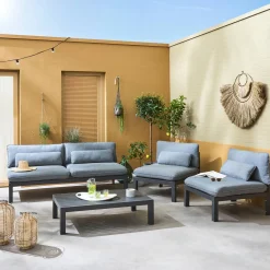 Conjunto de jardín de aluminio, 4 plazas