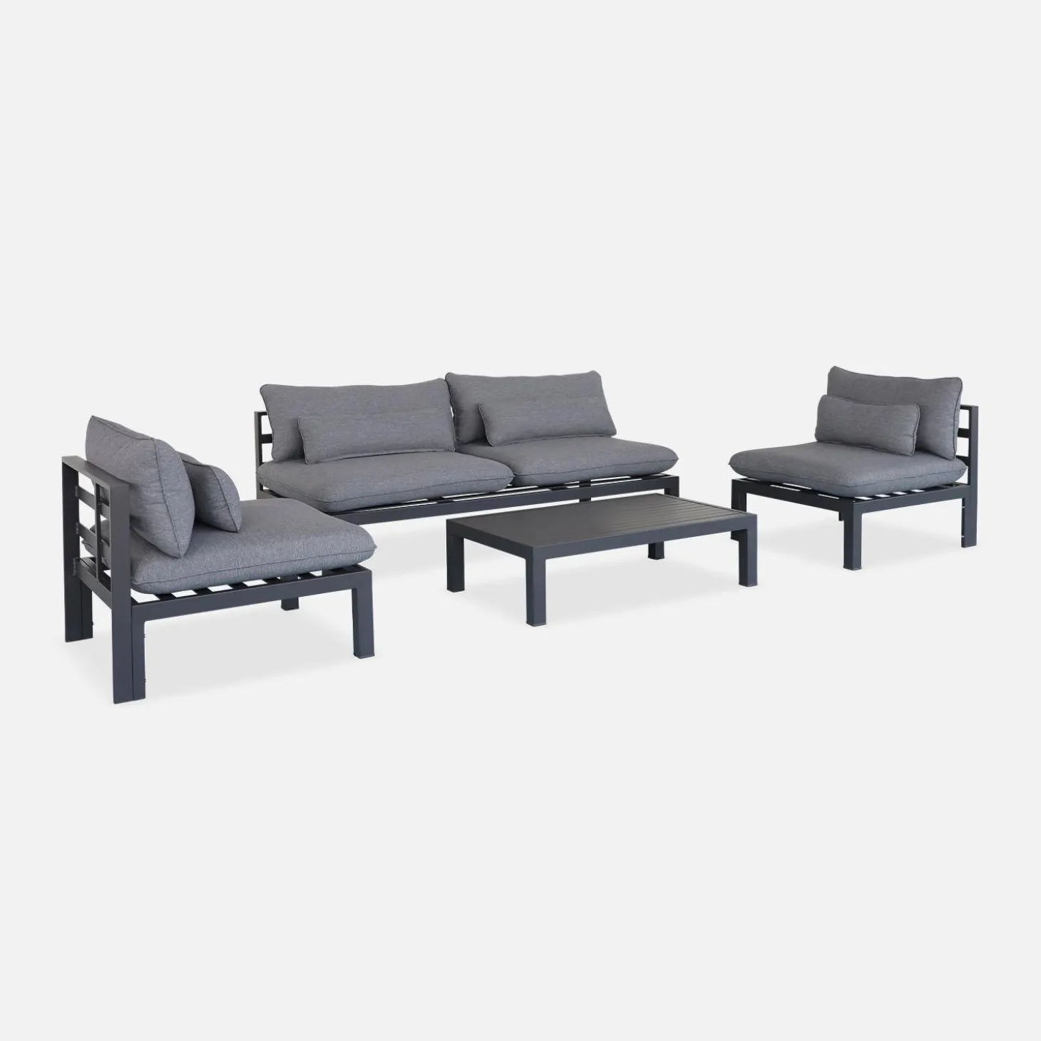 Conjunto de jardín de aluminio, 4 plazas