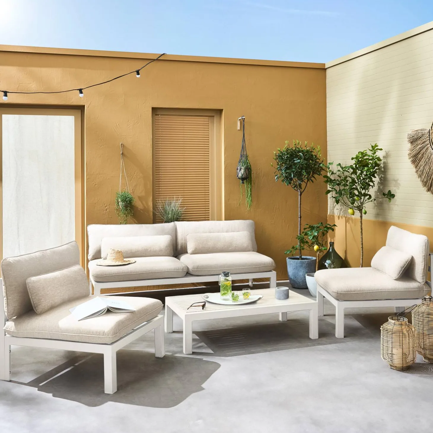 Conjunto de jardín de aluminio, 4 plazas
