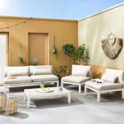 Conjunto de jardín de aluminio, 4 plazas