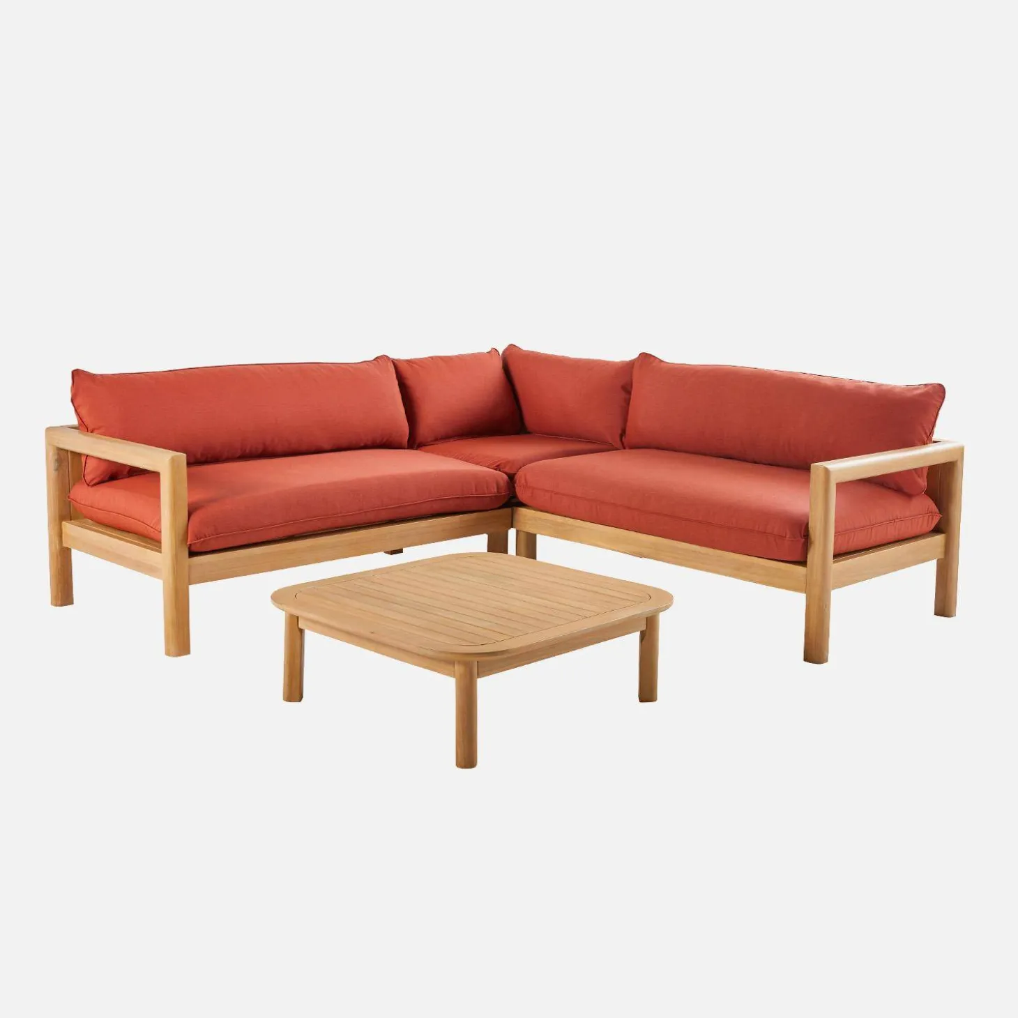 Conjunto de jardín de esquina de madera de acacia, 5 plazas