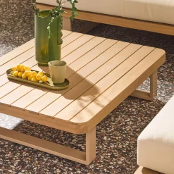Conjunto de jardín de esquina de madera de acacia y aluminio, 5 plazas