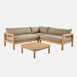 Conjunto de jardín de esquina de madera de acacia, 5 plazas