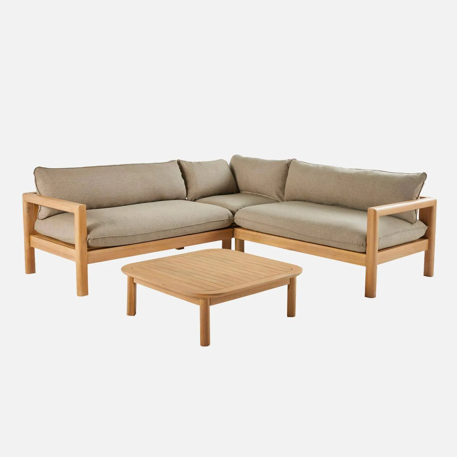 Conjunto de jardín de esquina de madera de acacia, 5 plazas