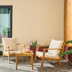 Conjunto de jardín de madera de acacia, 2 plazas