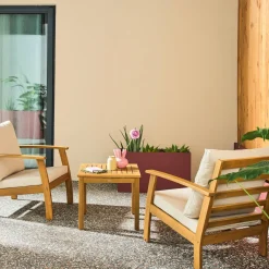 Conjunto de jardín de madera de acacia, 2 plazas