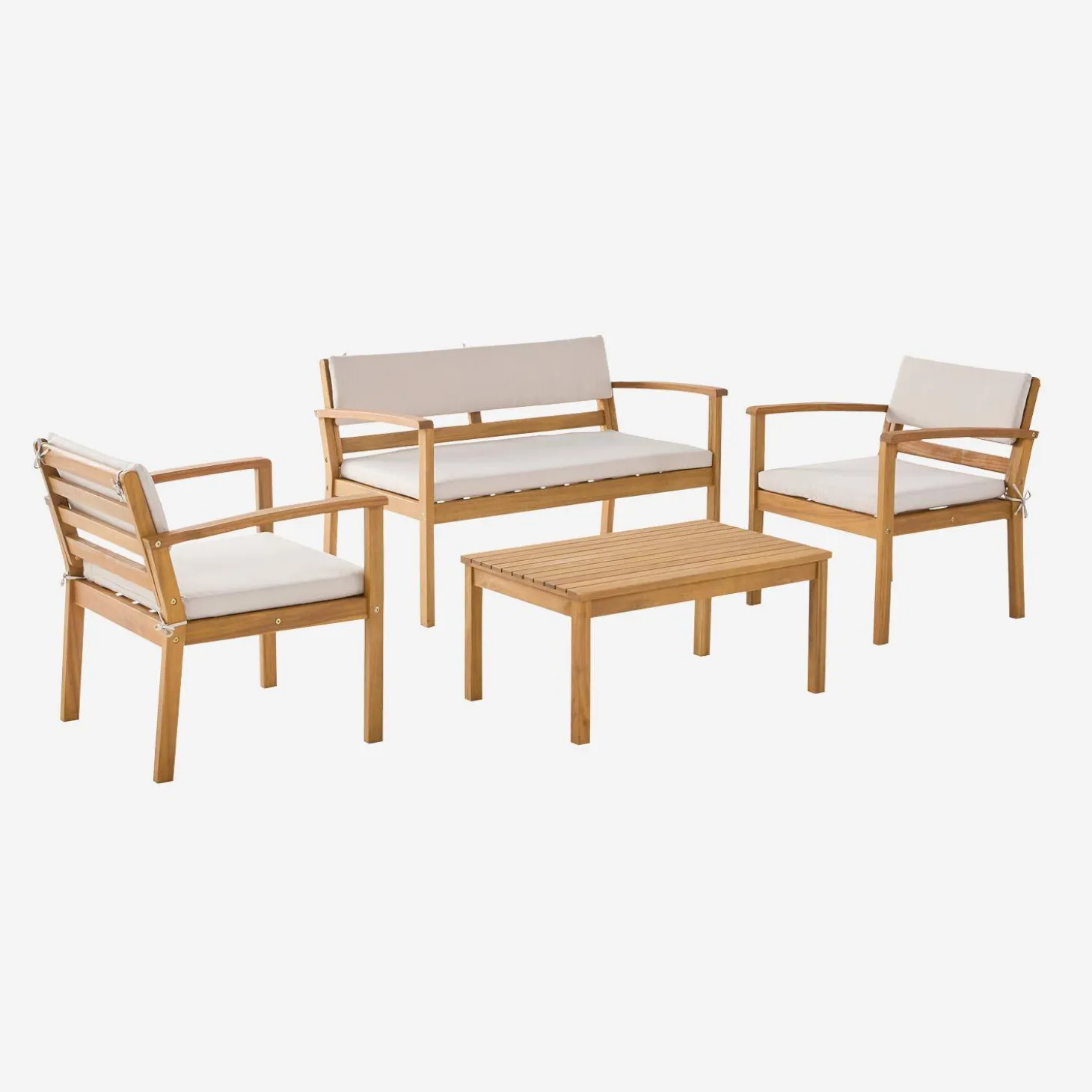 Conjunto de jardín de madera de acacia, 4 plazas