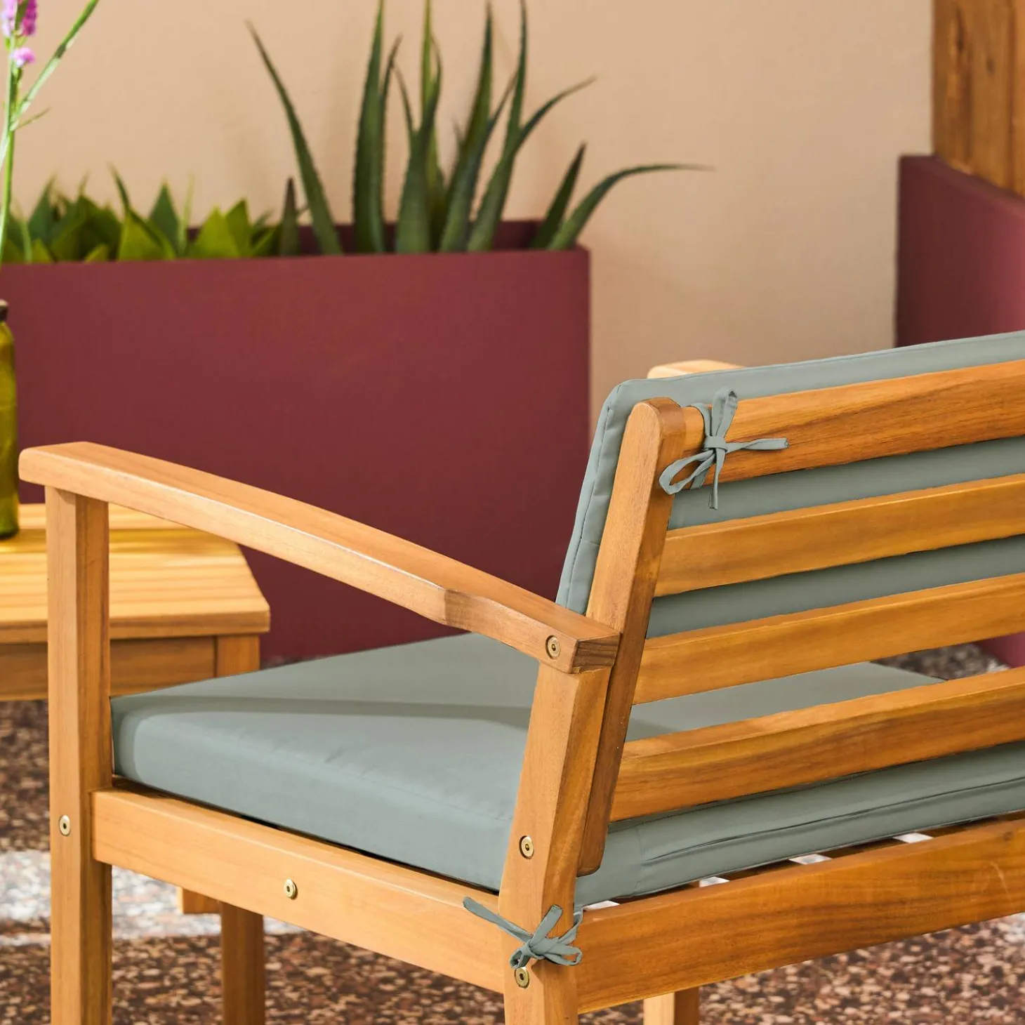Conjunto de jardín de madera de acacia, 4 plazas
