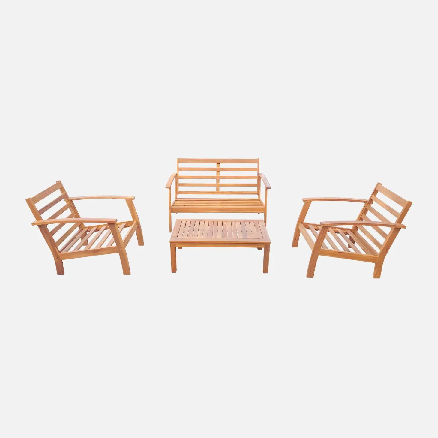 Conjunto de jardín de madera, 4 plazas