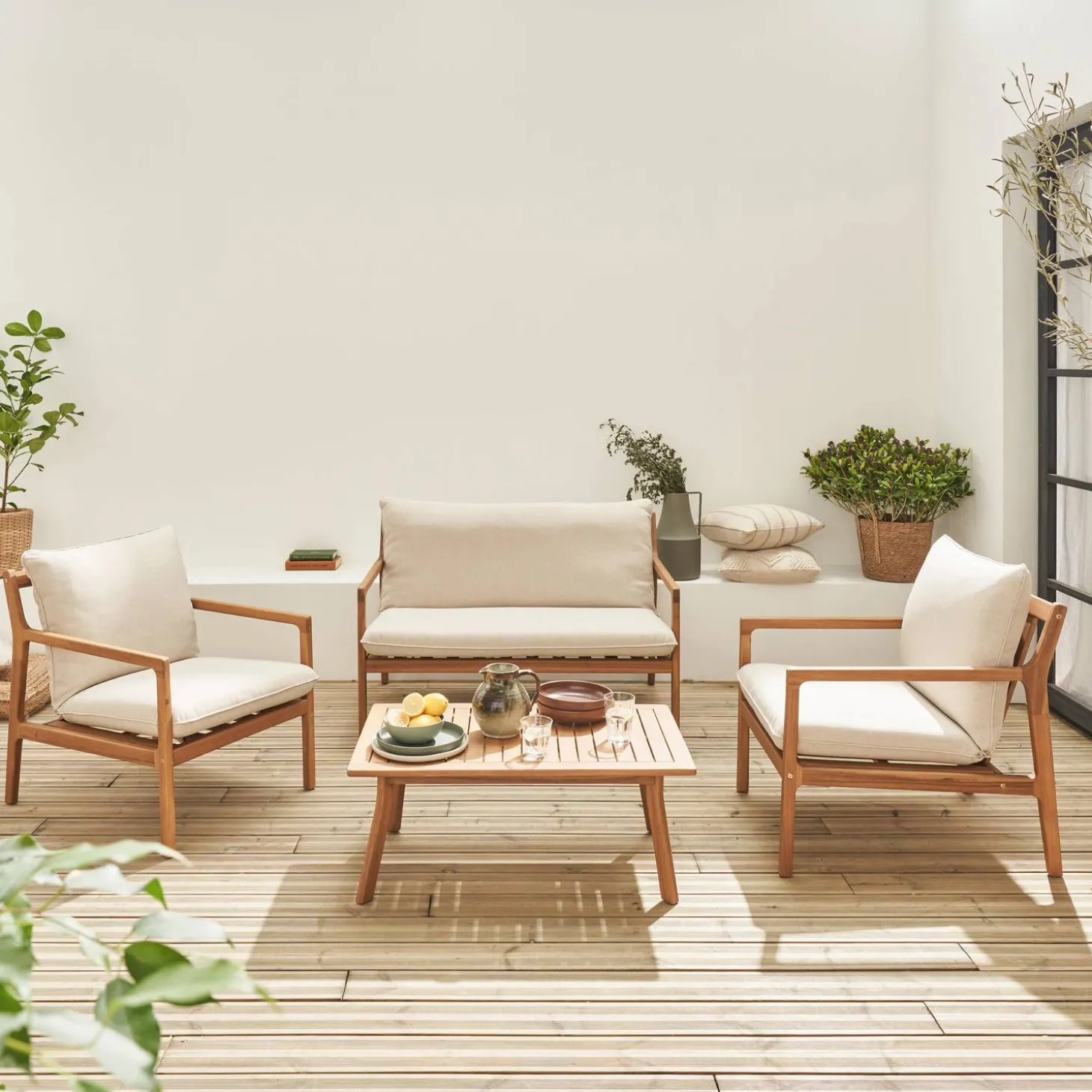 Conjunto de jardín de madera de 4 plazas