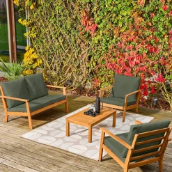 Conjunto de jardín de madera de acacia, 4 plazas