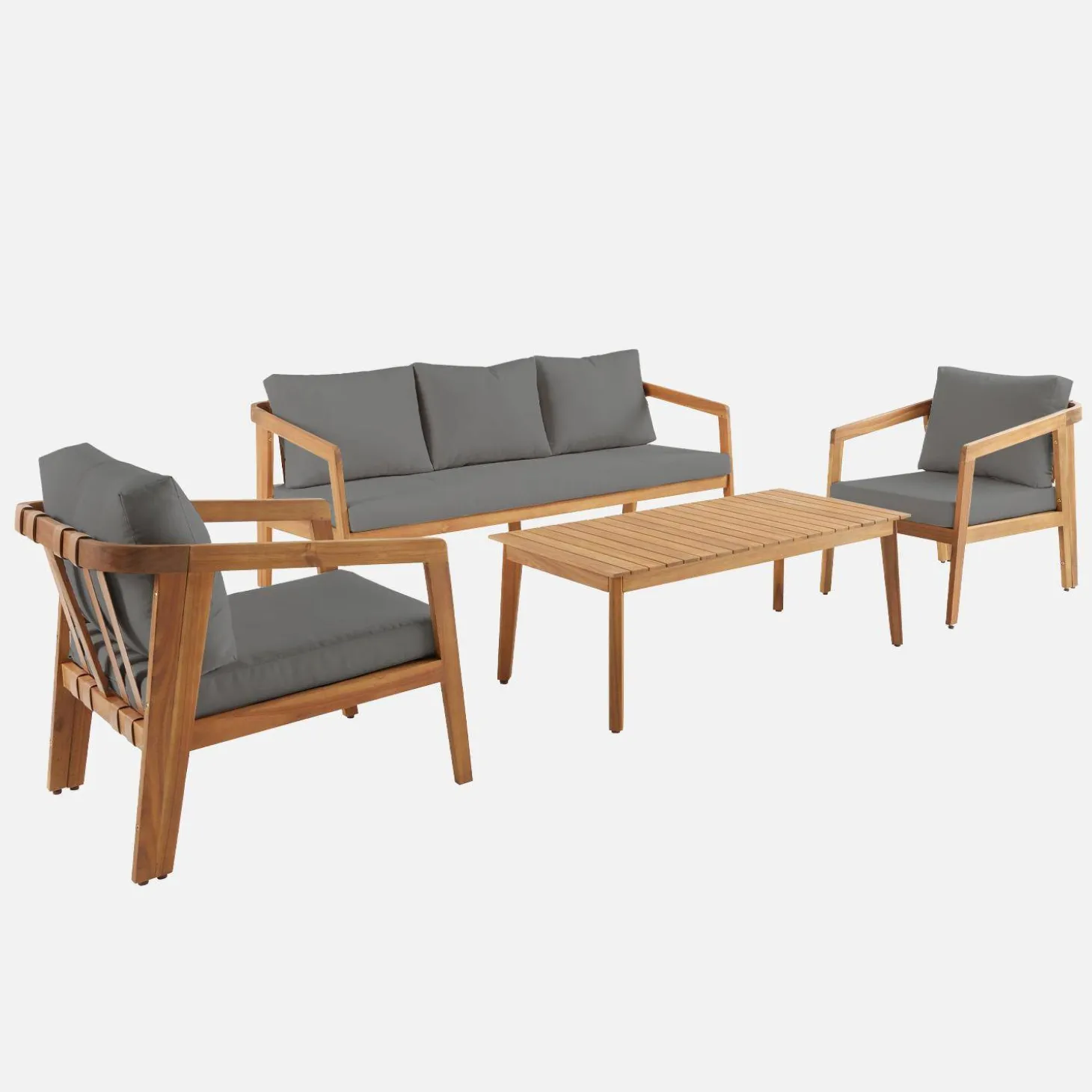 Conjunto de jardín de madera de acacia, 5 plazas