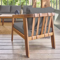 Conjunto de jardín de madera de acacia, 5 plazas