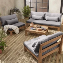 Conjunto de jardín de madera, 5 plazas