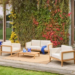 Conjunto de jardín de madera de acacia, 4 plazas