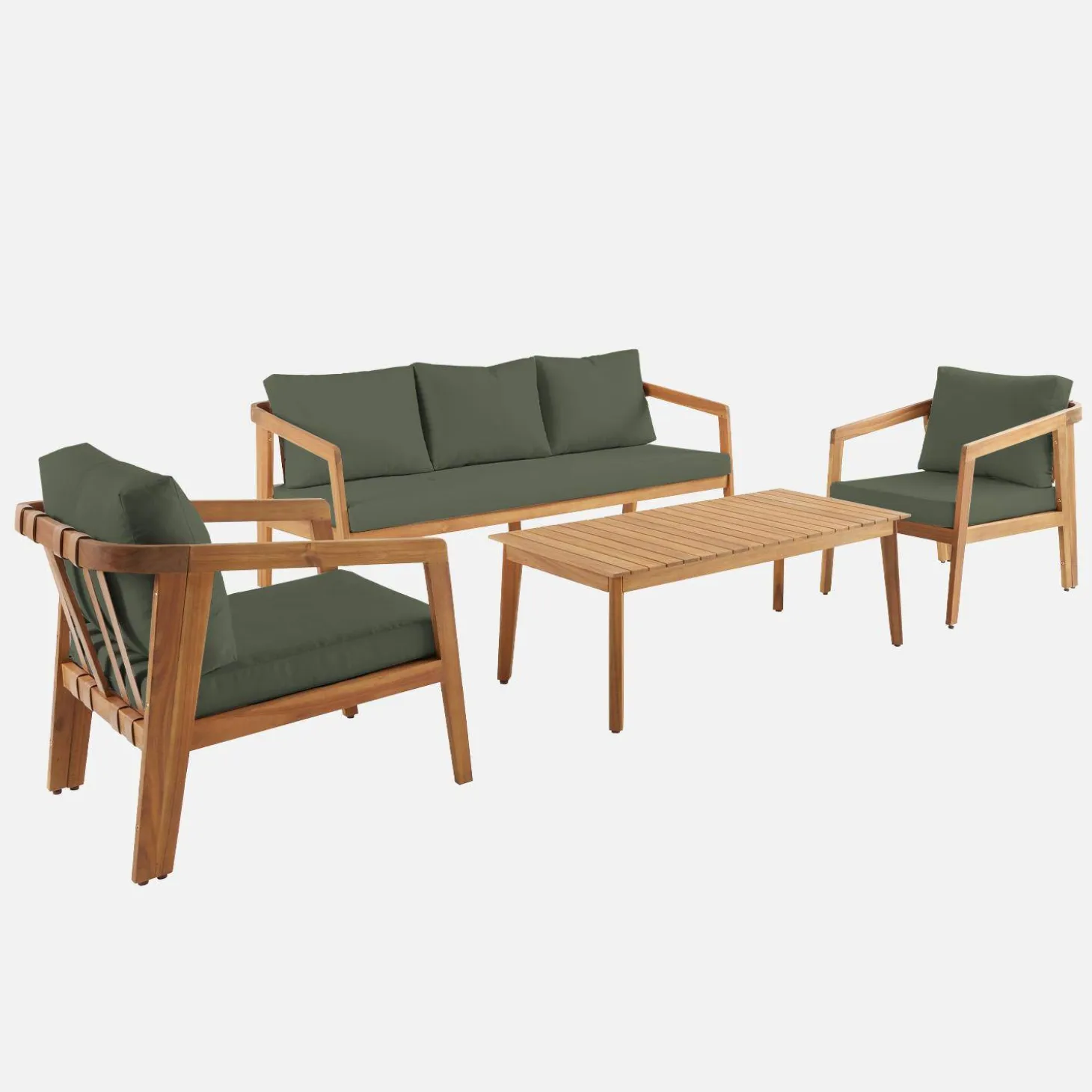 Conjunto de jardín de madera de acacia, 5 plazas