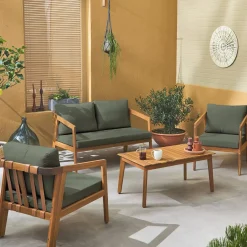 Conjunto de jardín de madera, 4 plazas