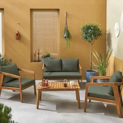 Conjunto de jardín de madera, 4 plazas