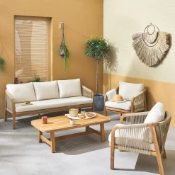 Conjunto de jardín de madera de acacia, 5 plazas