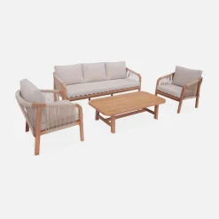 Conjunto de jardín de madera de acacia, 5 plazas