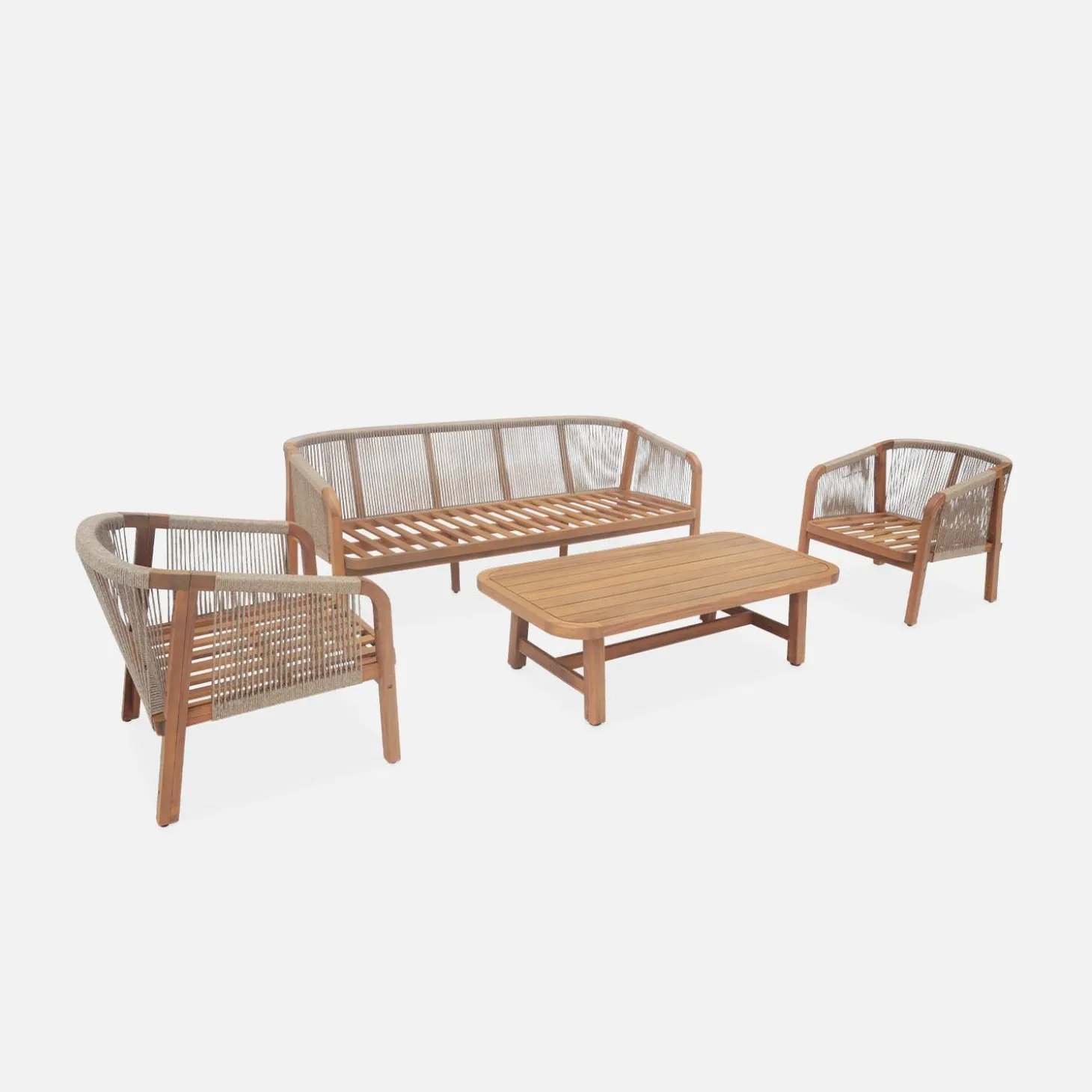 Conjunto de jardín de madera de acacia, 5 plazas